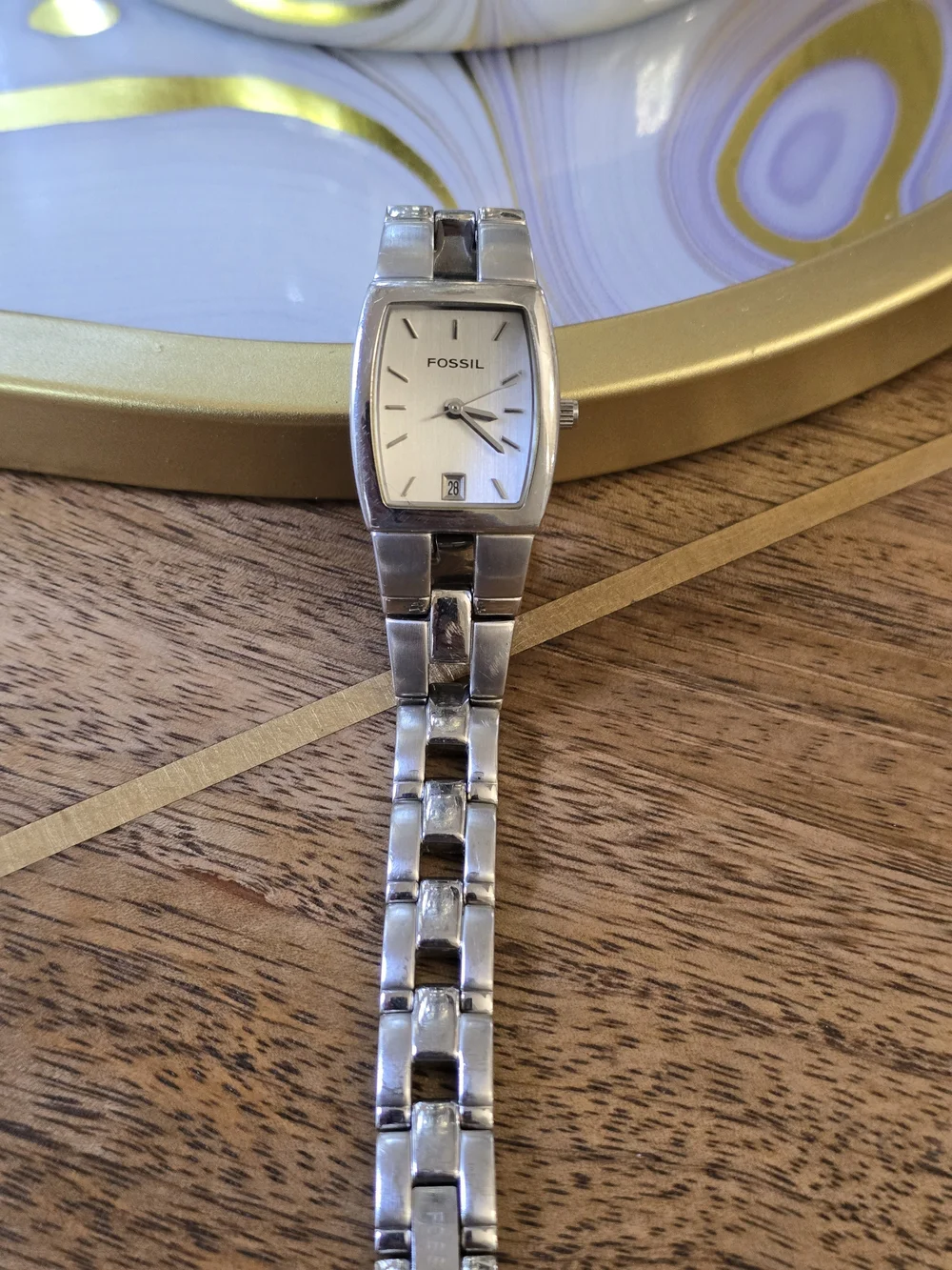 Fossil Stainless Steel Rectangle Watch - Silver